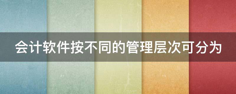 会计软件按不同的管理层次可分为 会计软件按不同的管理层次可分为