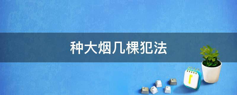 种大烟几棵犯法（种大烟几棵犯法影响下辈小孩吗?）