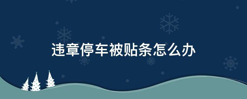 违章停车被贴条怎么办 违章停车被贴条了怎么办