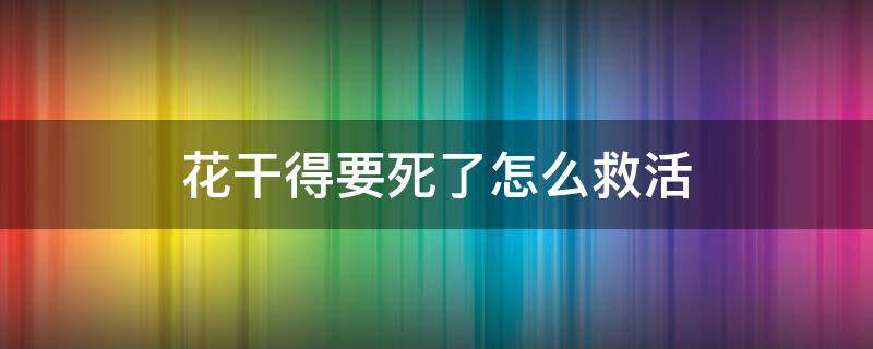 花干得要死了怎么救活 花干枯了怎么救活