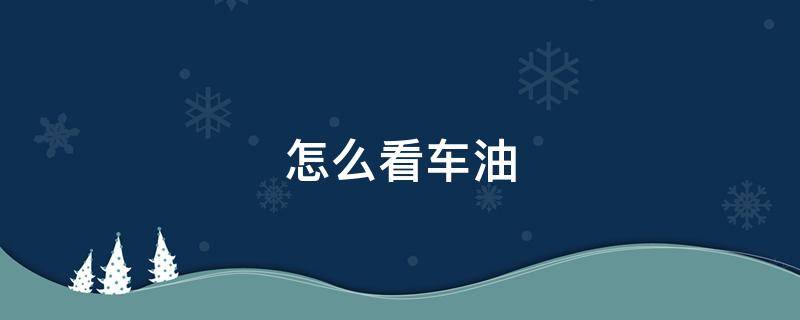 怎么看车油 怎么看车油耗几个油