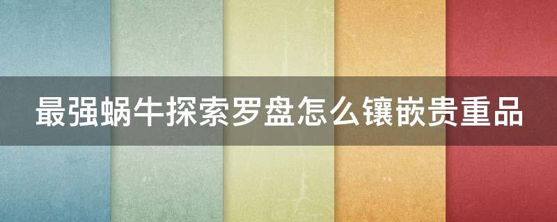 最强蜗牛探索罗盘怎么镶嵌贵重品 最强蜗牛探索罗盘放什么贵重物品