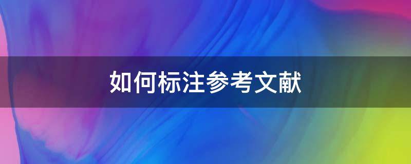 如何标注参考文献（如何标注参考文献的引用）