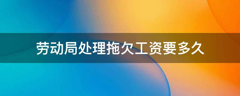 劳动局处理拖欠工资要多久（拖欠员工工资去劳动局多长时间能解决）