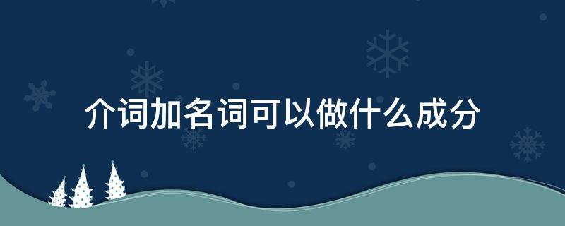 介词加名词可以做什么成分 介词后面加什么成分