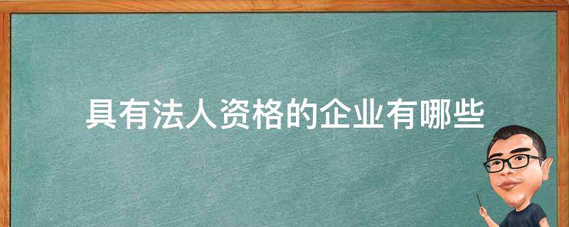 具有法人资格的企业有哪些（什么叫具有法人资格的企业）