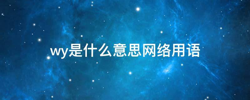 wy是什么意思网络用语 wy什么意思网络意思饭圈