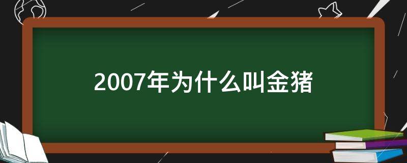 2007年为什么叫金猪 2007年属猪是什么命