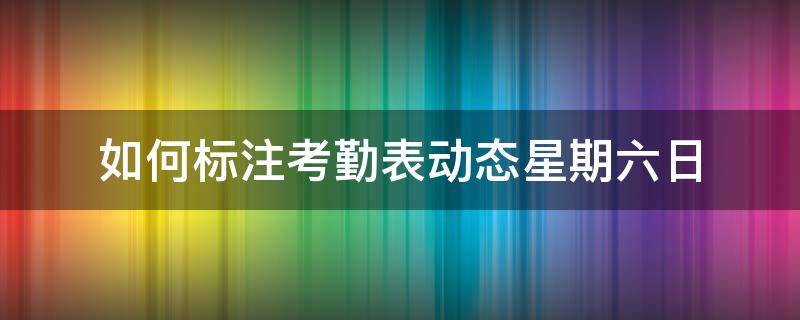 如何标注考勤表动态星期六日（考勤表怎么标注周六日）