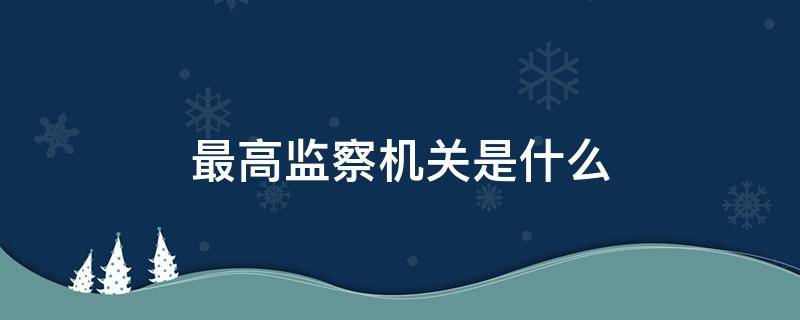 最高监察机关是什么
