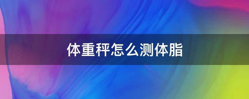 体重秤怎么测体脂（体重秤怎么测体脂蛋白质）