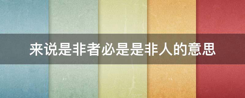 来说是非者必是是非人的意思 能说是非者,必是是非人什么意思