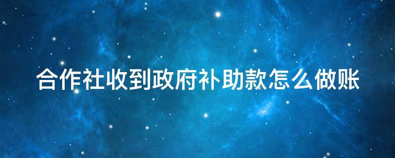 合作社收到政府补助款怎么做账 合作社收到政府补助款怎么做账分录