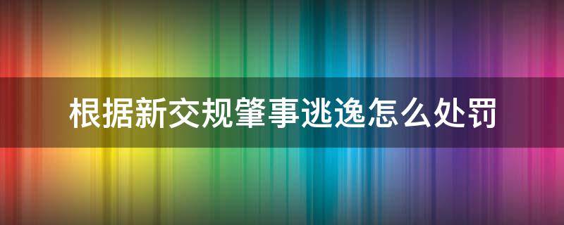 根据新交规肇事逃逸怎么处罚（新交通法肇事逃逸怎么处罚）