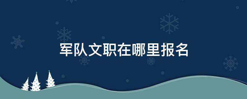 军队文职在哪里报名（女生考部队文职在哪里报名）