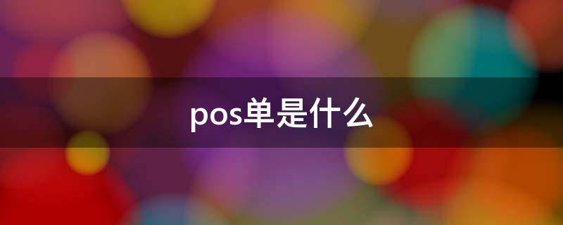 pos单是什么（POS单是什么）