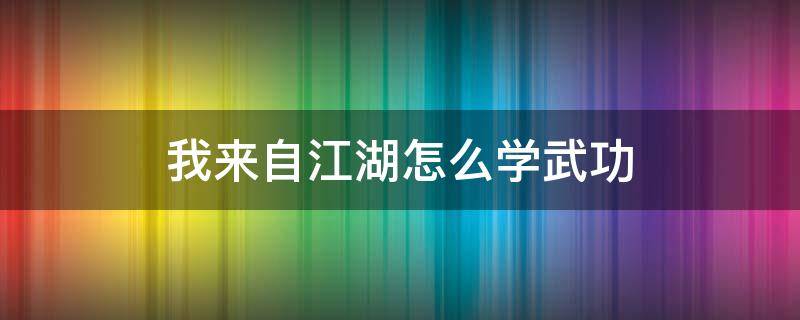 我来自江湖怎么学武功（我来自江湖最强武功）