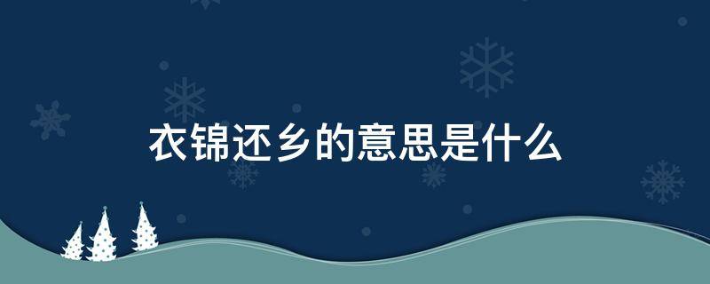 衣锦还乡的意思是什么（锦衣还乡是什么意思?）