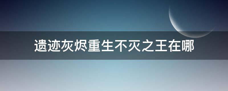 遗迹灰烬重生不灭之王在哪（遗迹灰烬重生不灭之王怎么找）