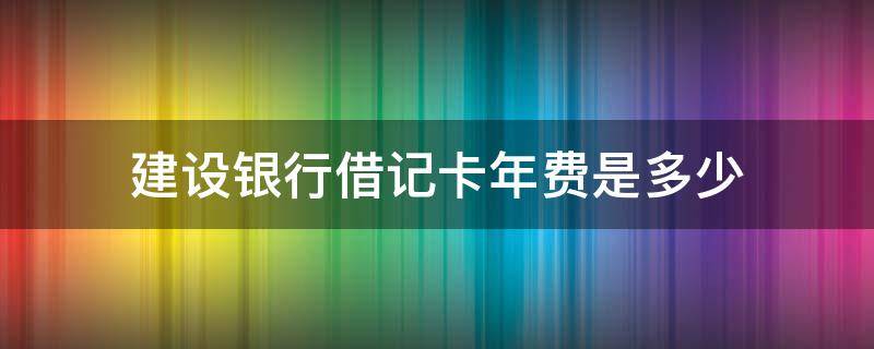 建设银行借记卡年费是多少 建设银行借记卡年费是多少钱
