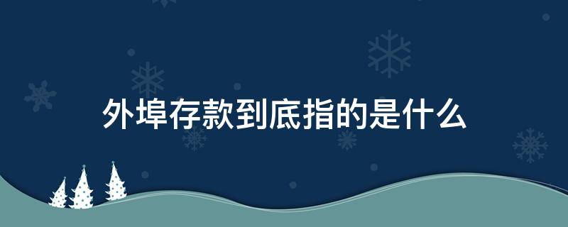 外埠存款到底指的是什么（外埠存款属于）