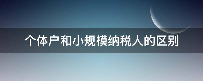 个体户和小规模纳税人的区别（个体户和小规模和一般纳税人的区别）