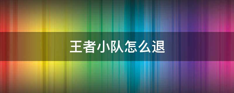 王者小队怎么退（王者小队怎么退小队什么时候可以退）