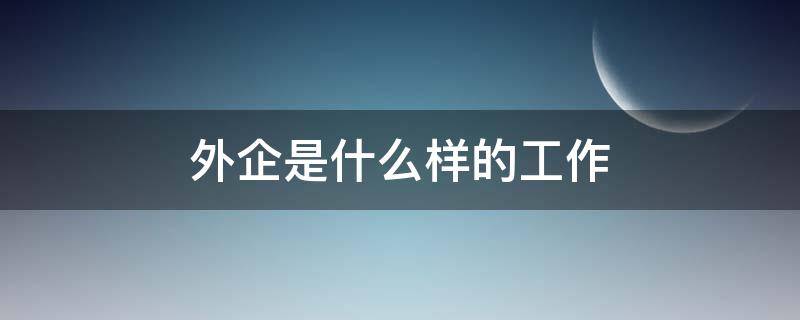 外企是什么样的工作（外企是什么样的工作适合英语专业）