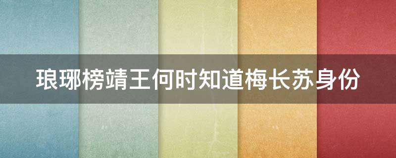 琅琊榜靖王何时知道梅长苏身份（琅琊榜靖王和梅长苏相认）