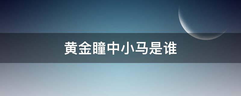 黄金瞳中小马是谁 黄金瞳小马的真实身份