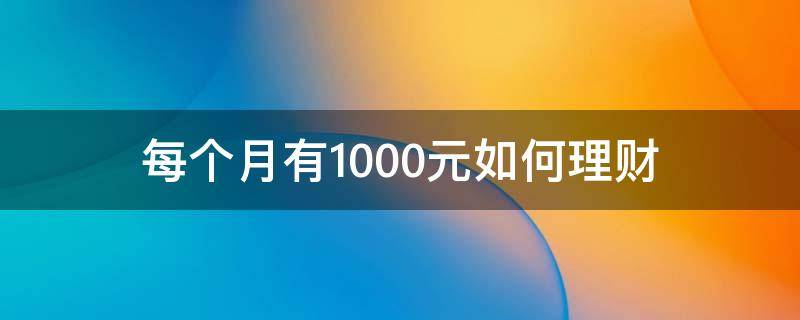 每个月有1000元如何理财（每月1000元怎样理财）