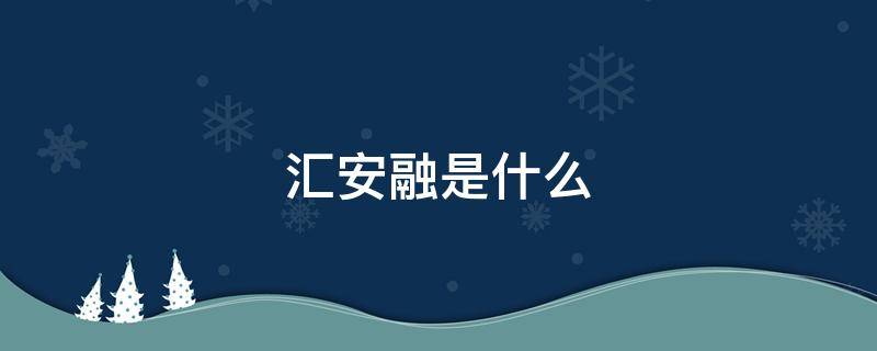 汇安融是什么 汇安融是什么东西