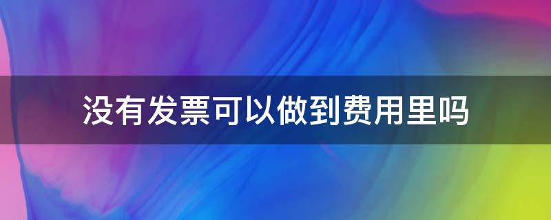 没有发票可以做到费用里吗 没有发票不能做费用吗