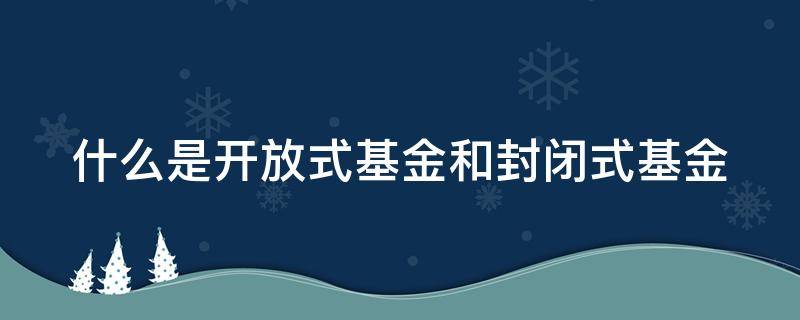 什么是开放式基金和封闭式基金（开放式基金和封闭式基金的含义）