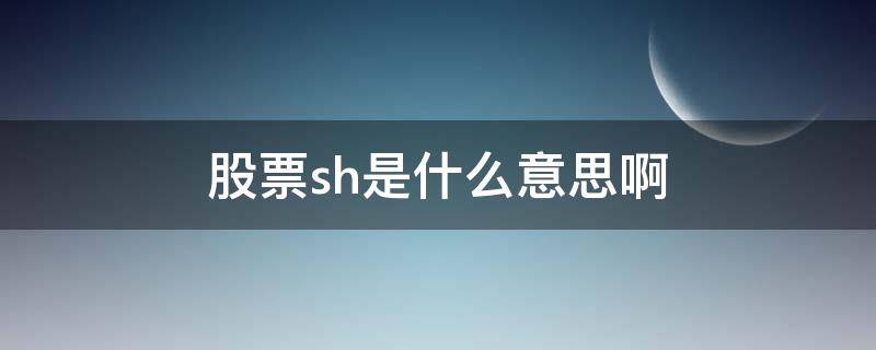 股票sh是什么意思啊 股票是什么意思