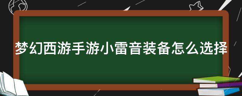 梦幻西游手游小雷音装备怎么选择（梦幻西游手游小雷音装备怎么选择技能）