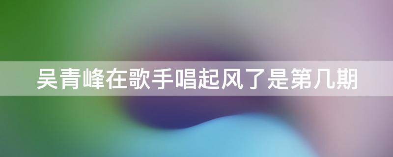 吴青峰在歌手唱起风了是第几期（吴青峰在《歌手》中唱 起风了 是哪期）