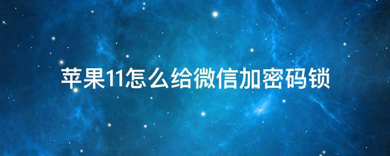 苹果11怎么给微信加密码锁（苹果11微信怎么设置加密锁）