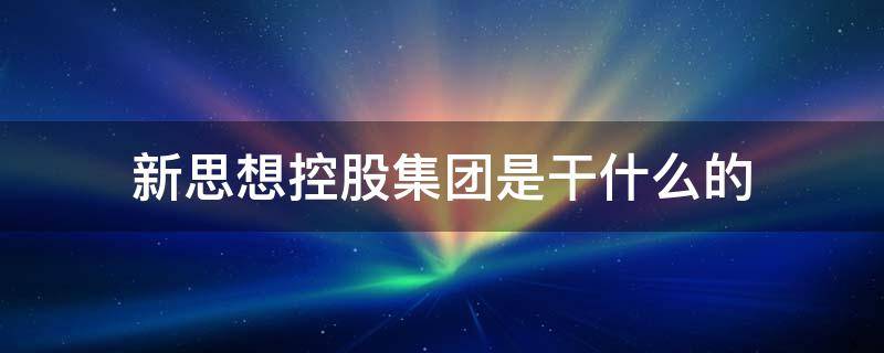 新思想控股集团是干什么的 中国新思想控股集团