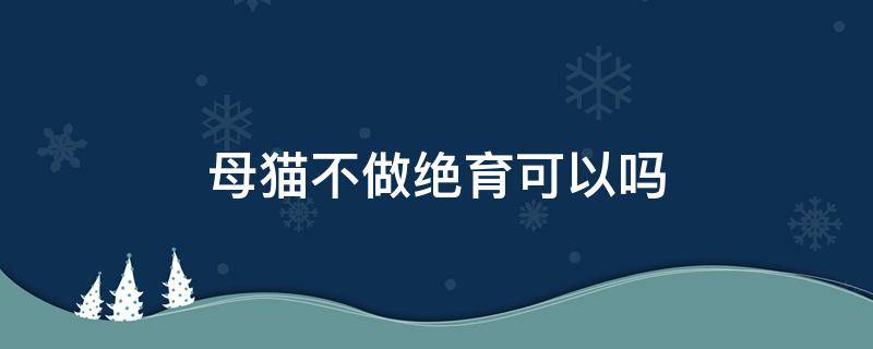 母猫不做绝育可以吗 母猫不做绝育还有别的办法吗