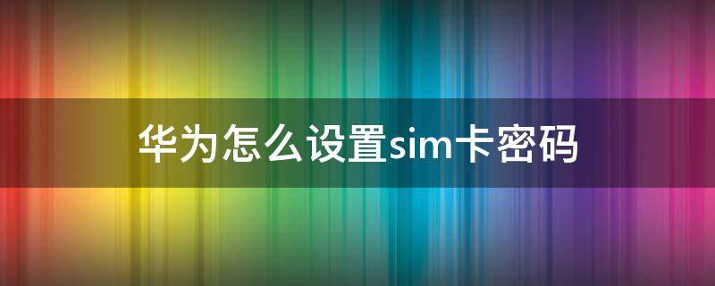 华为怎么设置sim卡密码（华为如何设置sim卡的密码）