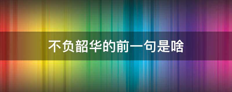 不负韶华的前一句是啥（不负韶华的前一句是什么?）