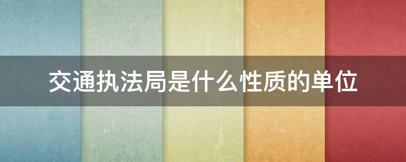 交通执法局是什么性质的单位（交通局综合执法局属于什么性质）