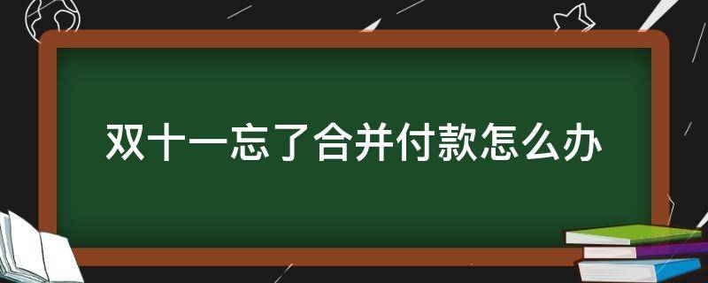 双十一忘了合并付款怎么办（双十一合并付款的 退掉一个可以吗）