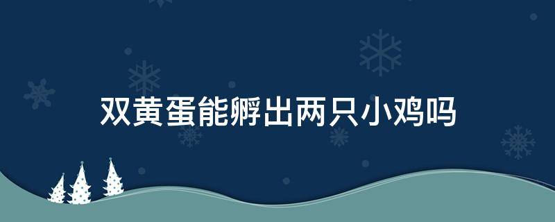 双黄蛋能孵出两只小鸡吗 受精的双黄蛋能孵出两只小鸡吗