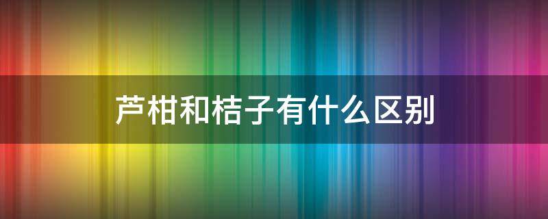 芦柑和桔子有什么区别 芦柑与桔子有什么区别