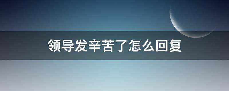 领导发辛苦了怎么回复 如何回复领导发的辛苦了