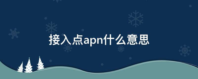 接入点apn什么意思（接入点APN什么意思?）