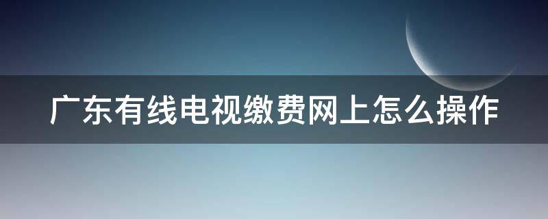 广东有线电视缴费网上怎么操作（广东有线电视缴费网上怎么操作的）