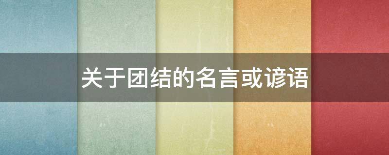 关于团结的名言或谚语（关于团结的名言或谚语你想到哪些请写出三个）